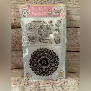 Yea theme rubber stamp and embossing folder set-NEW